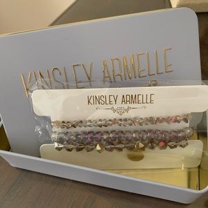 Set of three stretchy bracelets.